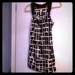 Heart Soul Embellished Sleeveless Print Blouse S